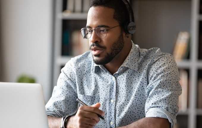 A man studying.