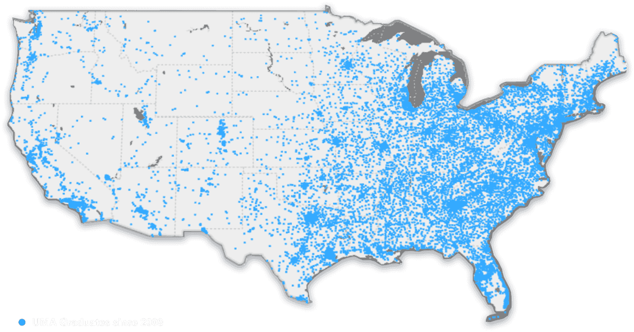 A map of where UMA grads live.