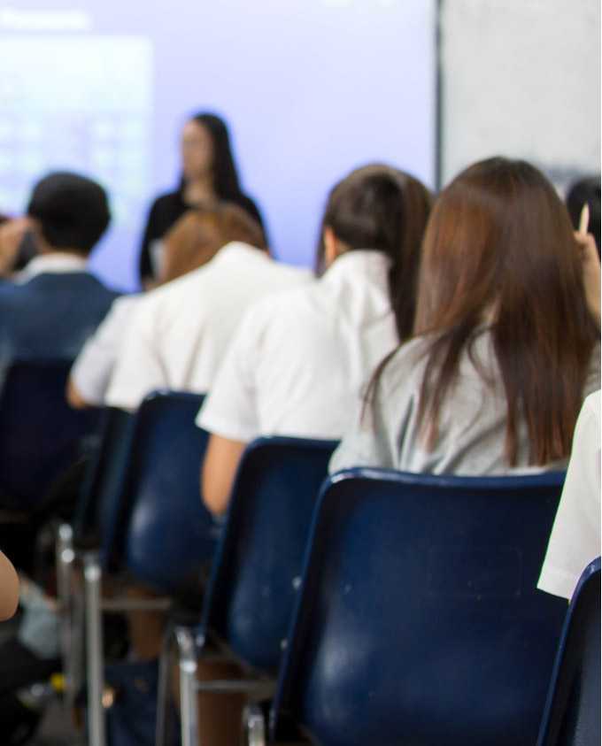 Students attend a presentation.